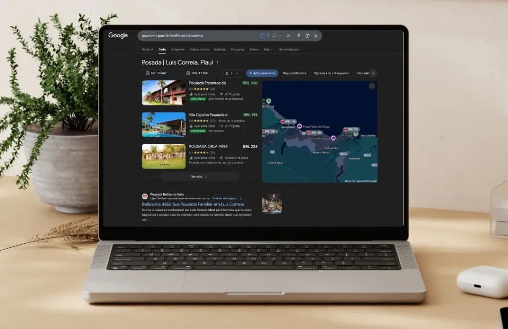 Site profissional criado em Parnaíba superando portais de turismo nas buscas orgânicas de desktop.